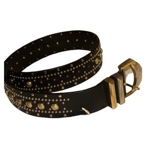Versace black studded belt